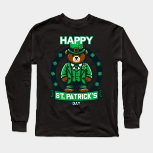 Happy st patricks day funny green bear Long Sleeve T-Shirt